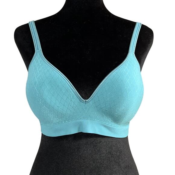 Hanes Wire Free  Padded Tee Shirt Bra Adjustable Straps Medium Turquoise Green - Picture 1 of 11